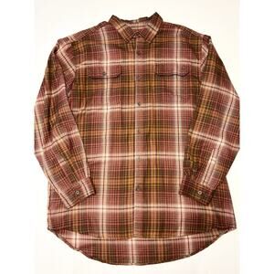 Wolverine Shirt Mens XXLT Red Flannel Plaid Long Sleeve Workwear Button Up